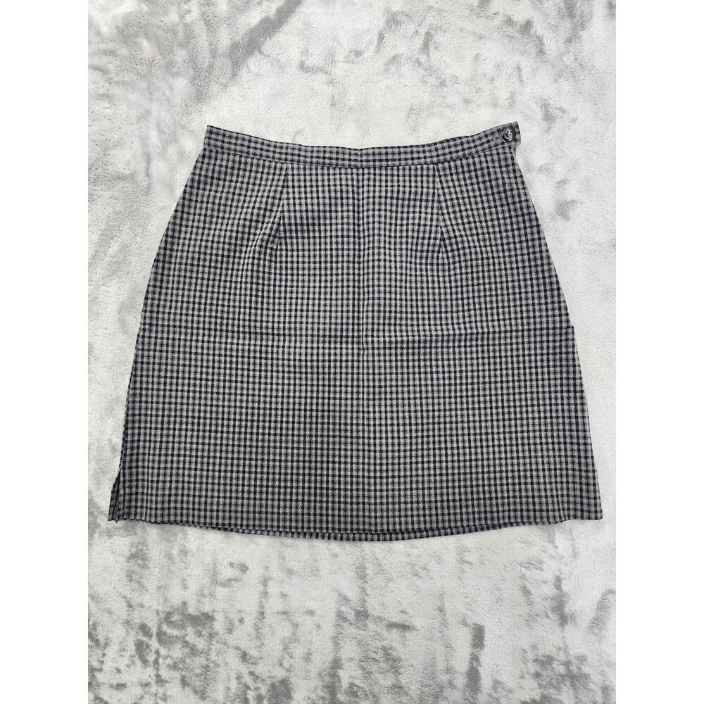 Vintage 90s Maurices Gingham Check Pencil Skirt Size 4 Black Gray Office Preppy